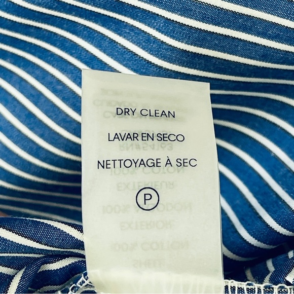 Calvin Klein Blue and White Stripe Button Down Belted Long Sleeve Dress Size 10 - Picture 13 of 15